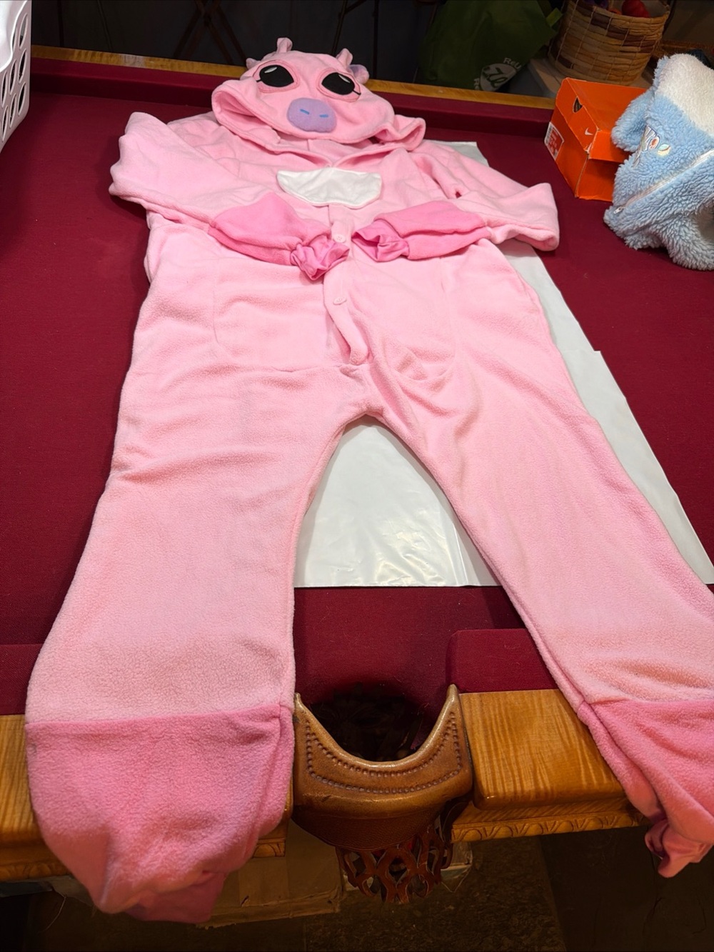 Hututu Pink Kigurumi Anime Fleece Button Suit Costume Pajamas Lilo & Stitch MED